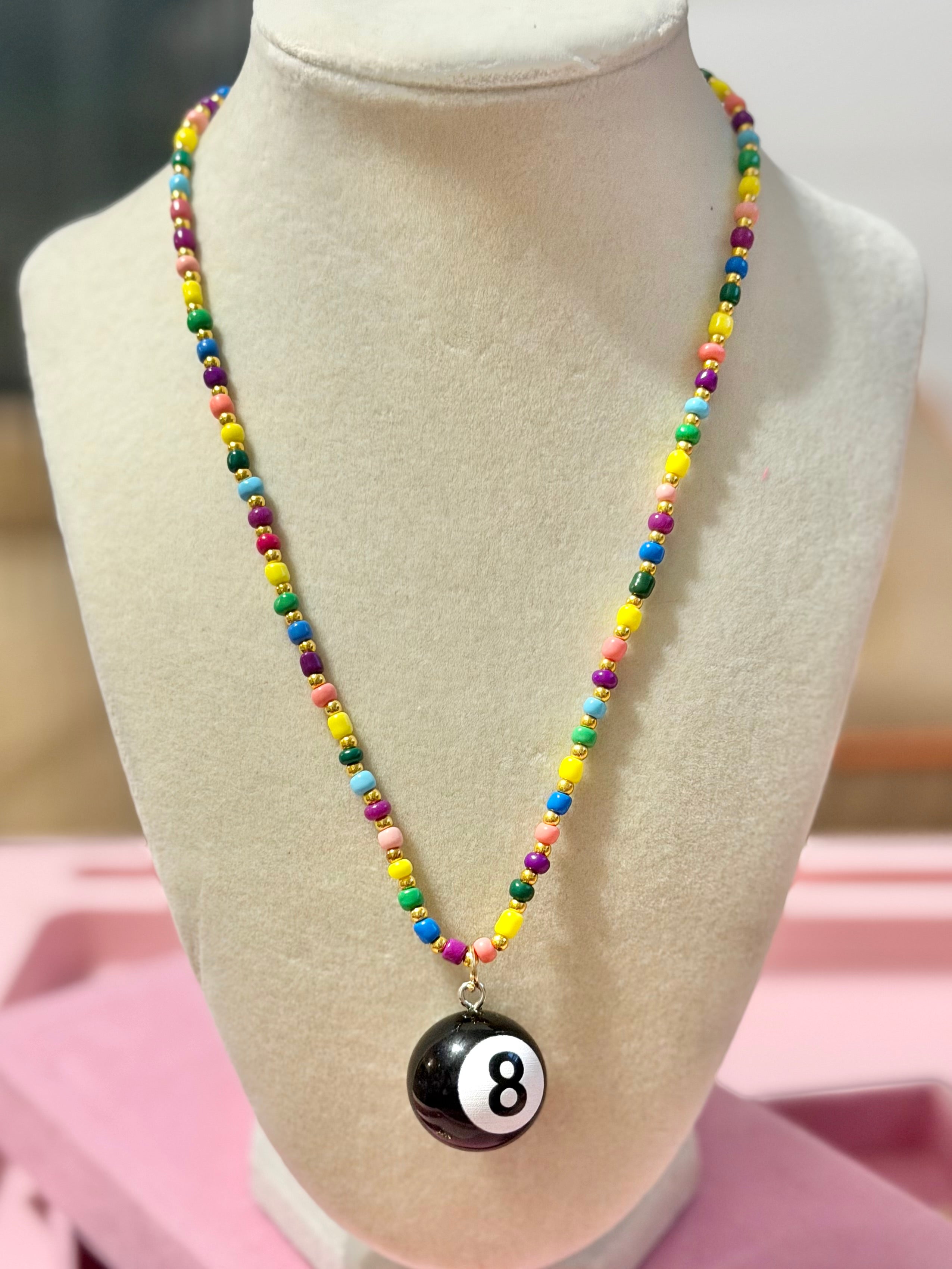 8 ball Beaded necklace